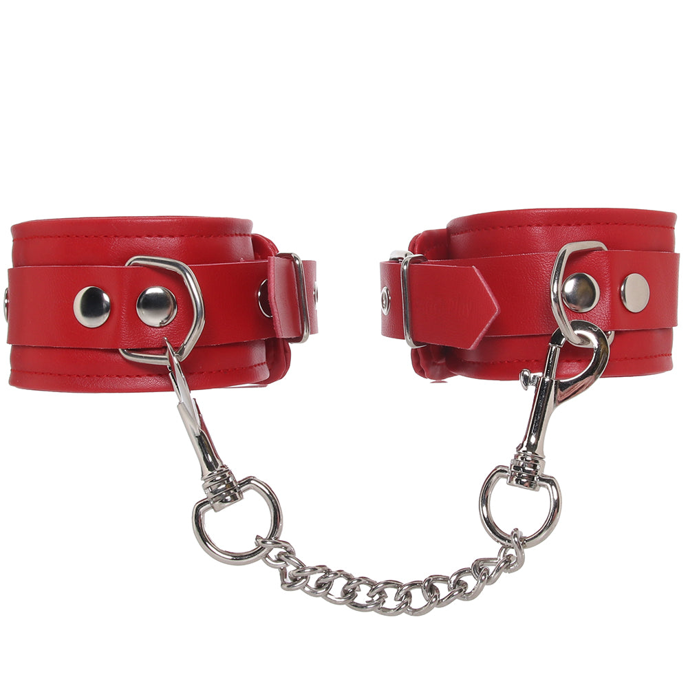 Vegan Leather Wrist Cuffs in Red