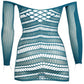 Le Désir Long Sleeve Blue Net Mini Dress XL