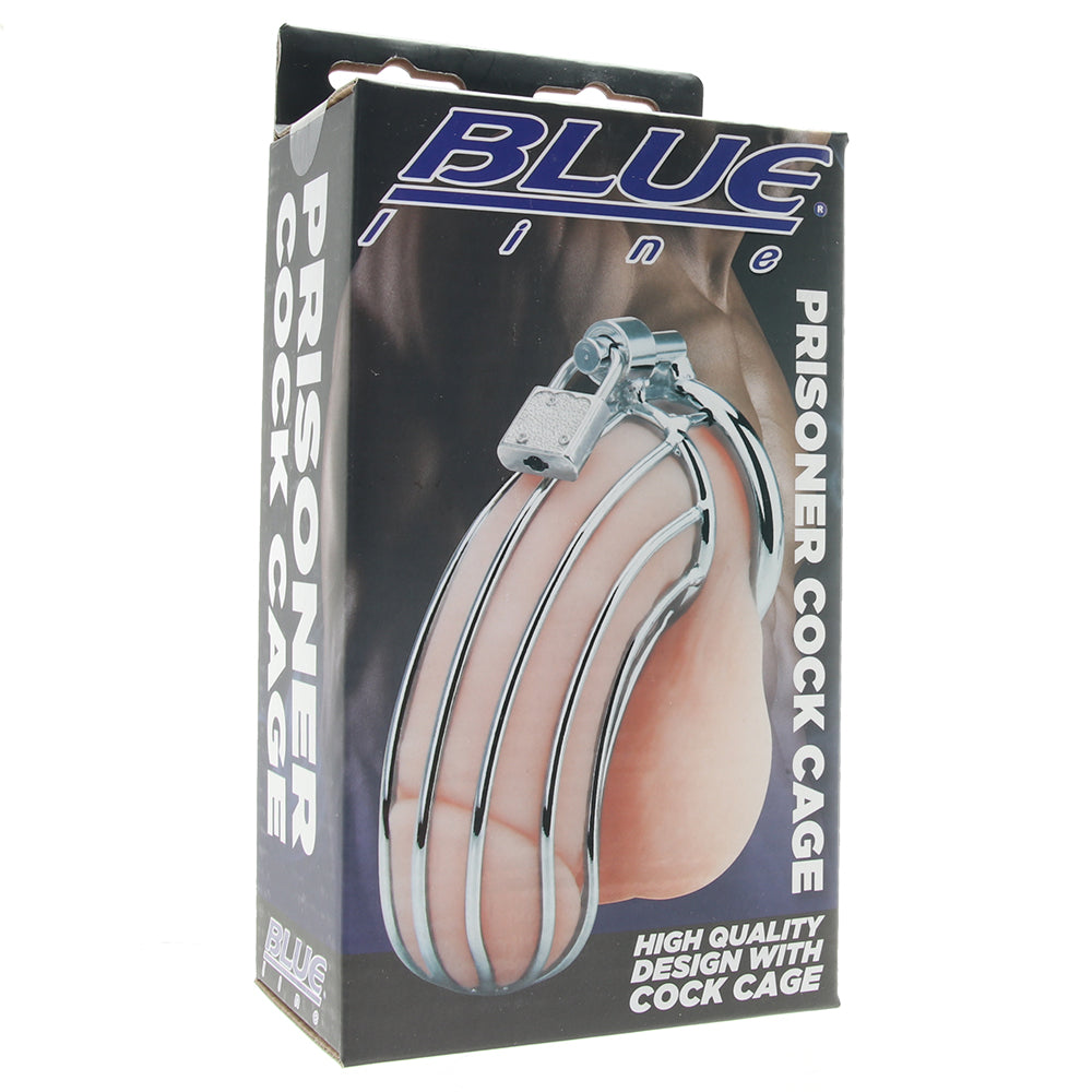 Blue Line Prisoner Cock Cage in Silver