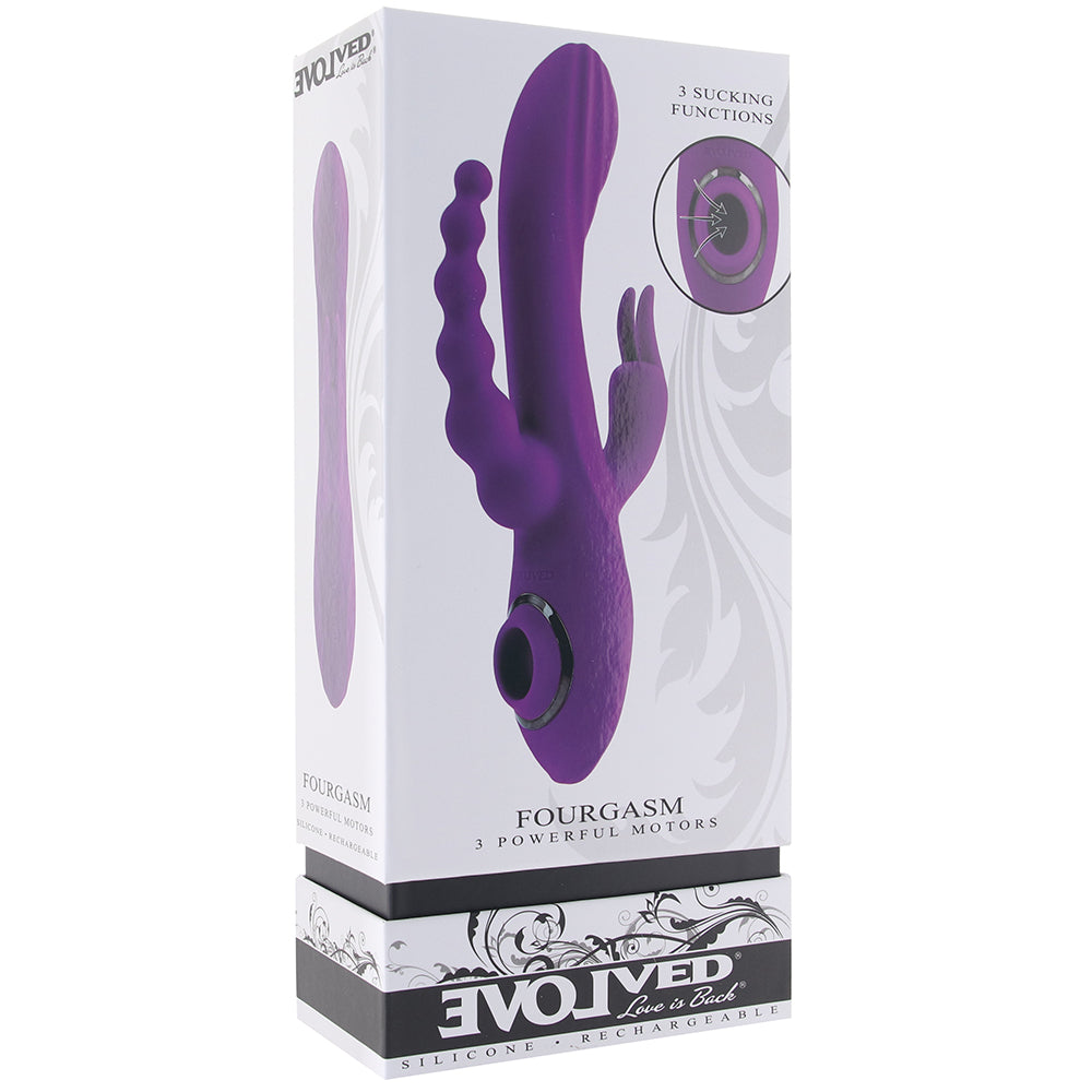 Fourgasm Triple Stimulator Sucking Rabbit Vibe in Purple