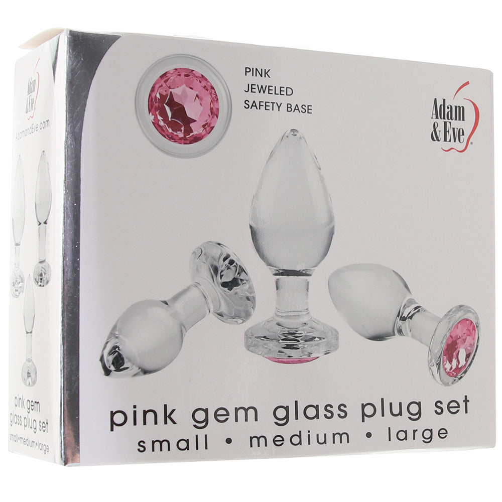 Adam Eve Pink Gem Glass Plug Set PinkCherry Canada